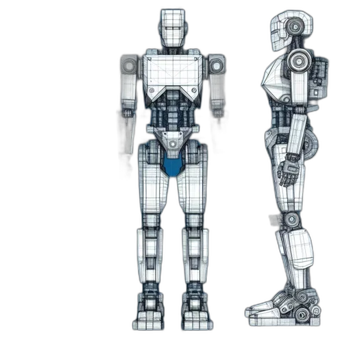 robot, concept art, 3d render, pixel art transparent PNG cut-out