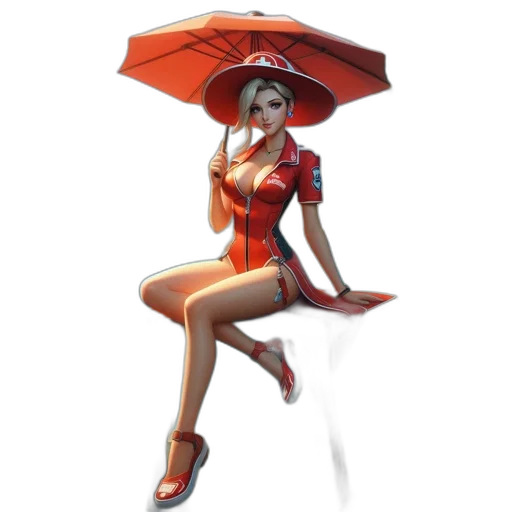 umbrella, dress, hat, staff transparent PNG cut-out