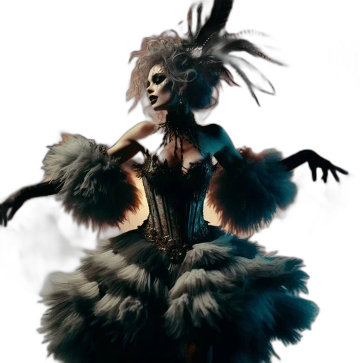 dress, hair, creature, mask transparent PNG cut-out