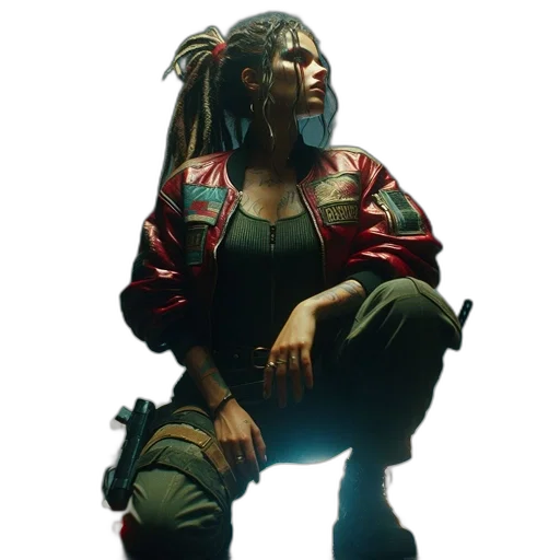 jacket, concept art, cyberpunk, intense transparent PNG cut-out