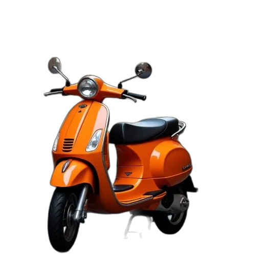 3d render, photorealistic, orange, scooter transparent PNG cut-out