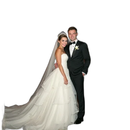 dress, photorealistic, bride, groom transparent PNG cut-out