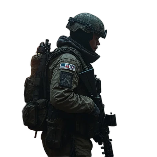 jacket, staff, weapon, face transparent PNG cut-out