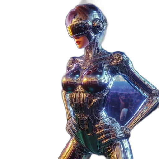 robot, dress, cyberpunk, 3d render transparent PNG cut-out