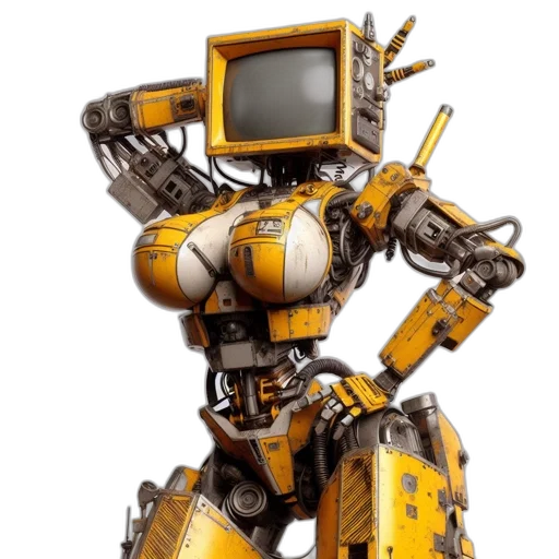 robot, concept art, 3d render, cyberpunk transparent PNG cut-out