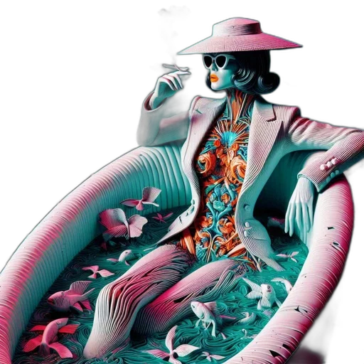 jacket, jewelry, concept art, vaporwave transparent PNG cut-out
