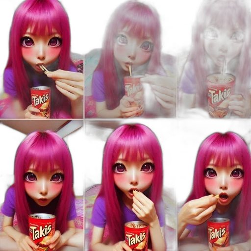 food, anime, photorealistic, vaporwave transparent PNG cut-out