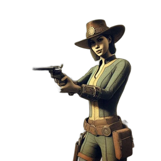weapon, staff, hat, jacket transparent PNG cut-out