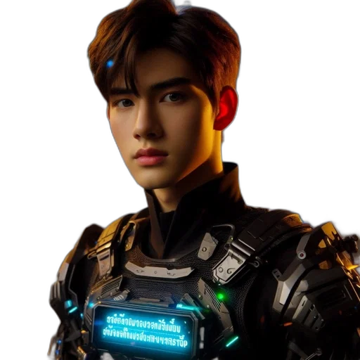 robot, jacket, cyberpunk, 3d render transparent PNG cut-out