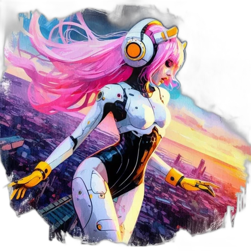robot, concept art, comic book art, fantasy art transparent PNG cut-out