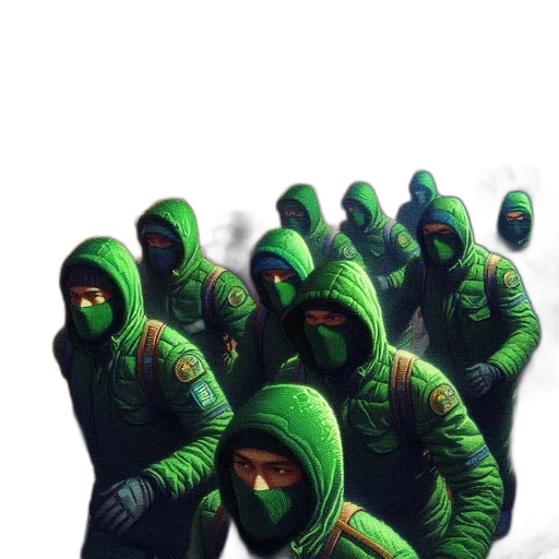 jacket, mask, staff, umbrella transparent PNG cut-out