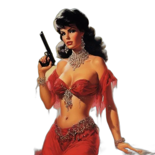 weapon, dress, comic book art, fantasy art transparent PNG cut-out