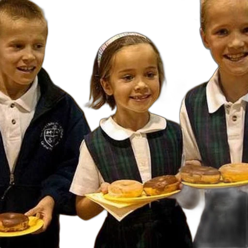 food, three, children, school transparent PNG cut-out