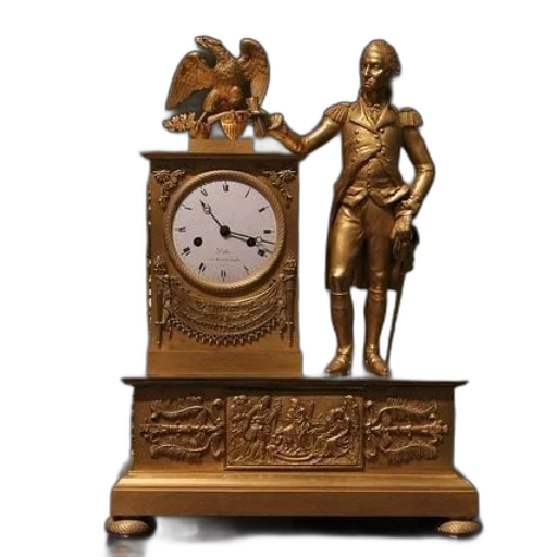 furniture, gold-colored, clock, statue transparent PNG cut-out