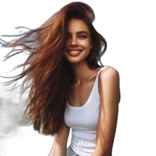 hair, dress, photorealistic, oil painting transparent PNG cut-out