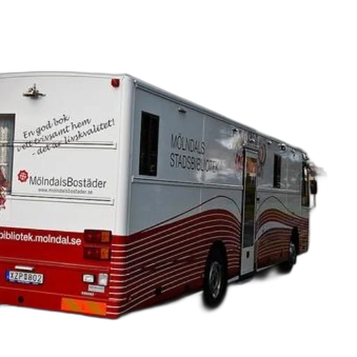 red, white, bus, text transparent PNG cut-out