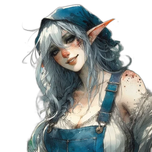 face, staff, hat, fantasy art transparent PNG cut-out