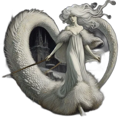 dragon, creature, staff, fantasy art transparent PNG cut-out