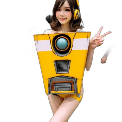 robot, dress, staff, weapon transparent PNG cut-out