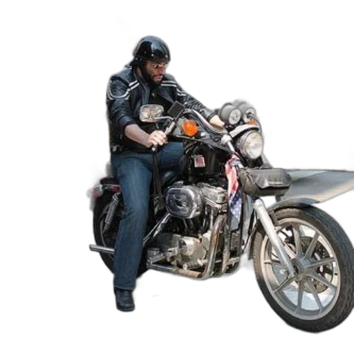 photorealistic, 3d render, man, motorcycle transparent PNG cut-out