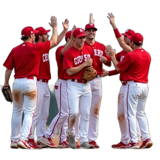 group, baseball, players, red transparent PNG cut-out