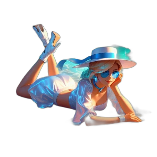 hat, concept art, 3d render, vaporwave transparent PNG cut-out