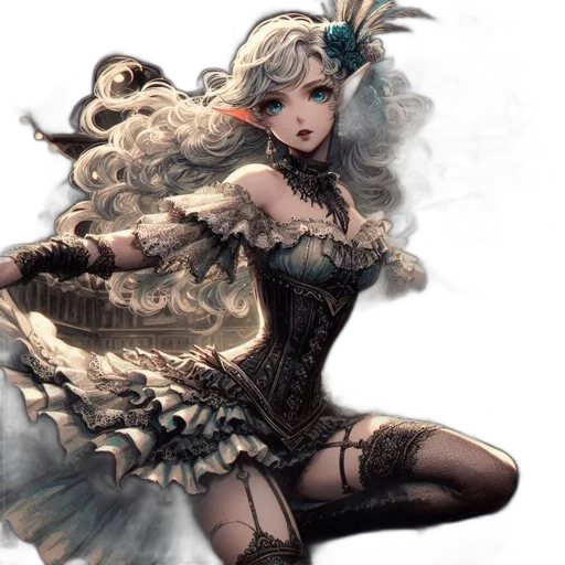 dress, hair, fantasy art, concept art transparent PNG cut-out