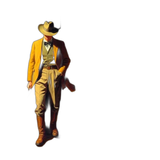 hat, jacket, staff, robot transparent PNG cut-out