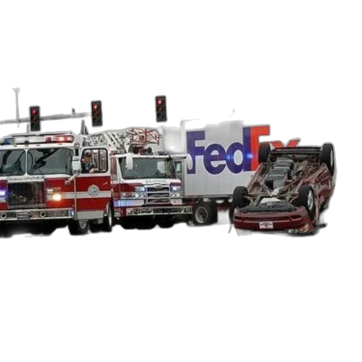 car, fire, red, overturned transparent PNG cut-out