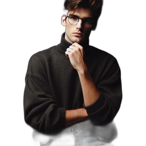 jacket, hair, photorealistic, pixel art transparent PNG cut-out