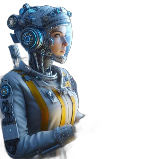 robot, concept art, cyberpunk, 3d render transparent PNG cut-out