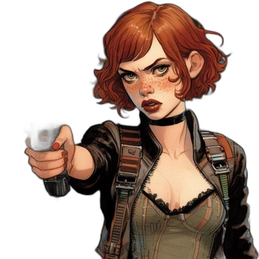 jacket, weapon, staff, comic book art transparent PNG cut-out