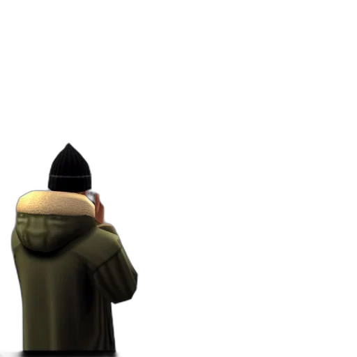 jacket, hat, weapon, staff transparent PNG cut-out