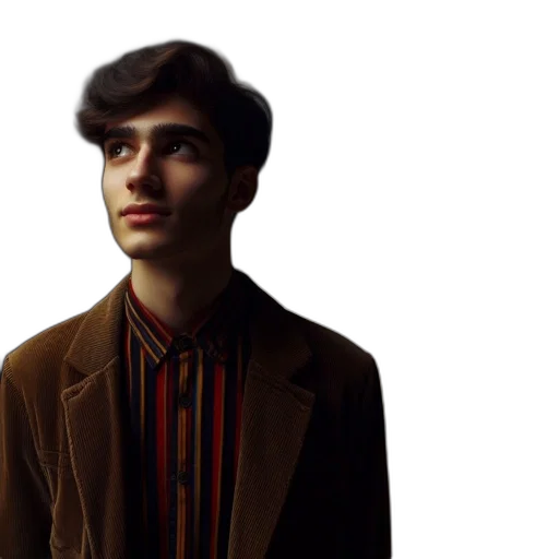 jacket, face, hair, staff transparent PNG cut-out