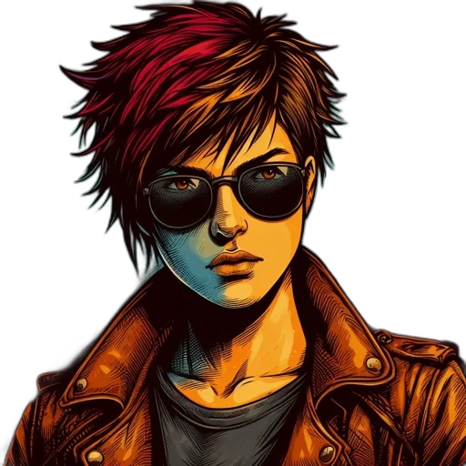 jacket, face, comic book art, cyberpunk transparent PNG cut-out