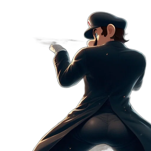 staff, weapon, hat, jacket transparent PNG cut-out