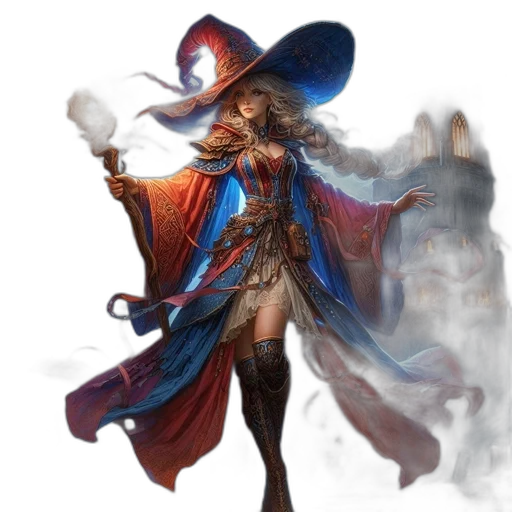 dress, staff, fantasy art, concept art transparent PNG cut-out