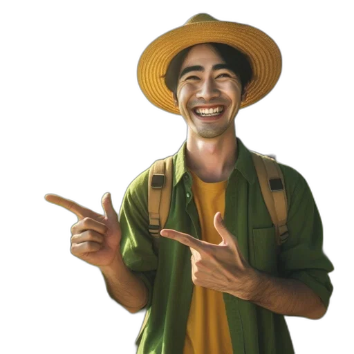 hat, staff, face, jacket transparent PNG cut-out
