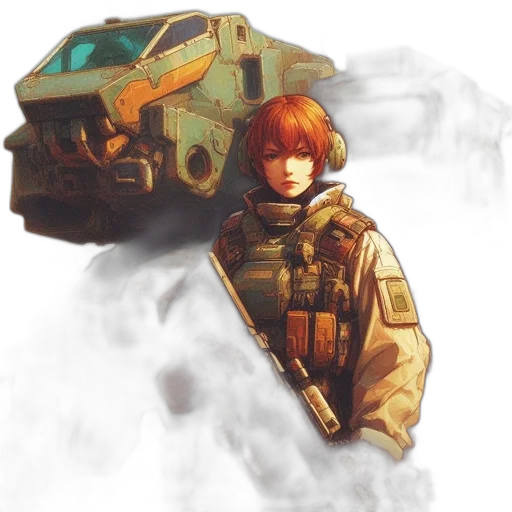 weapon, robot, jacket, face transparent PNG cut-out