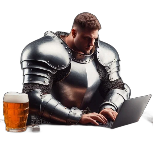 robot, sword, weapon, fantasy art transparent PNG cut-out