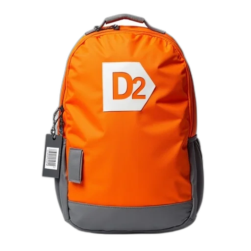 3d render, large, orange, backpack transparent PNG cut-out