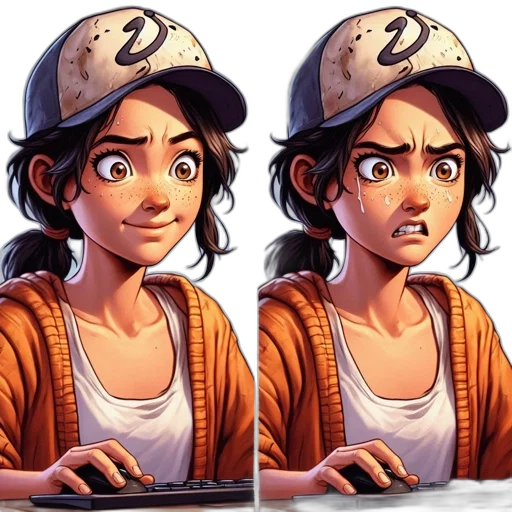 face, concept art, comic book art, pixel art transparent PNG cut-out