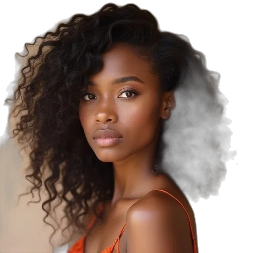 hair, face, photorealistic, earth tones transparent PNG cut-out
