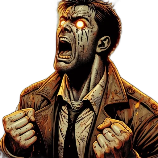 jacket, face, comic book art, concept art transparent PNG cut-out
