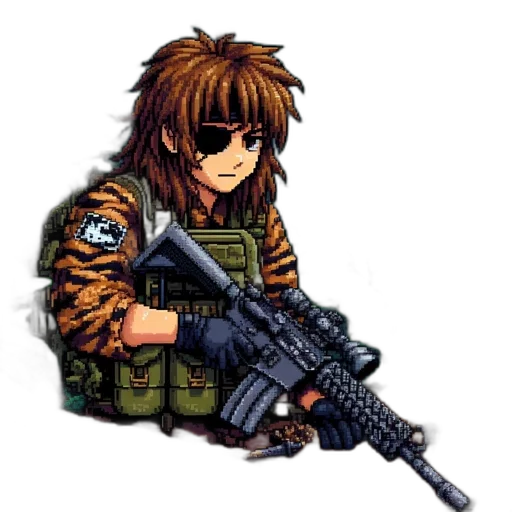 weapon, jacket, animal, pixel art transparent PNG cut-out