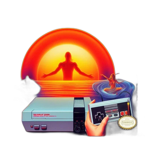 robot, vaporwave, pixel art, concept art transparent PNG cut-out