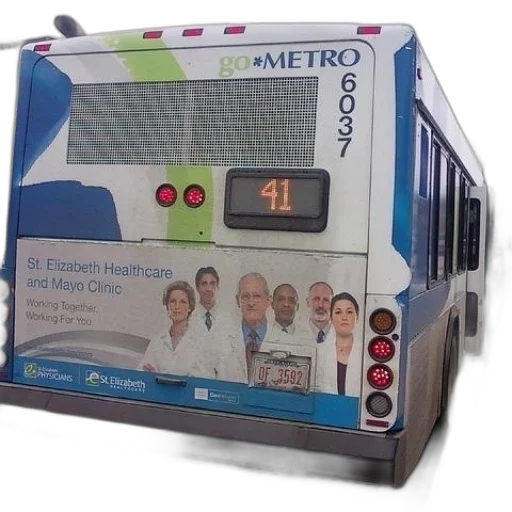 staff, bus, number, parked transparent PNG cut-out