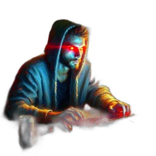 jacket, staff, weapon, face transparent PNG cut-out