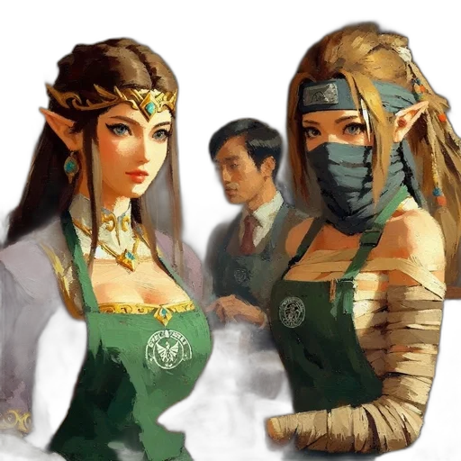 mask, staff, jewelry, fantasy art transparent PNG cut-out