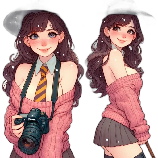 dress, jacket, creature, staff transparent PNG cut-out